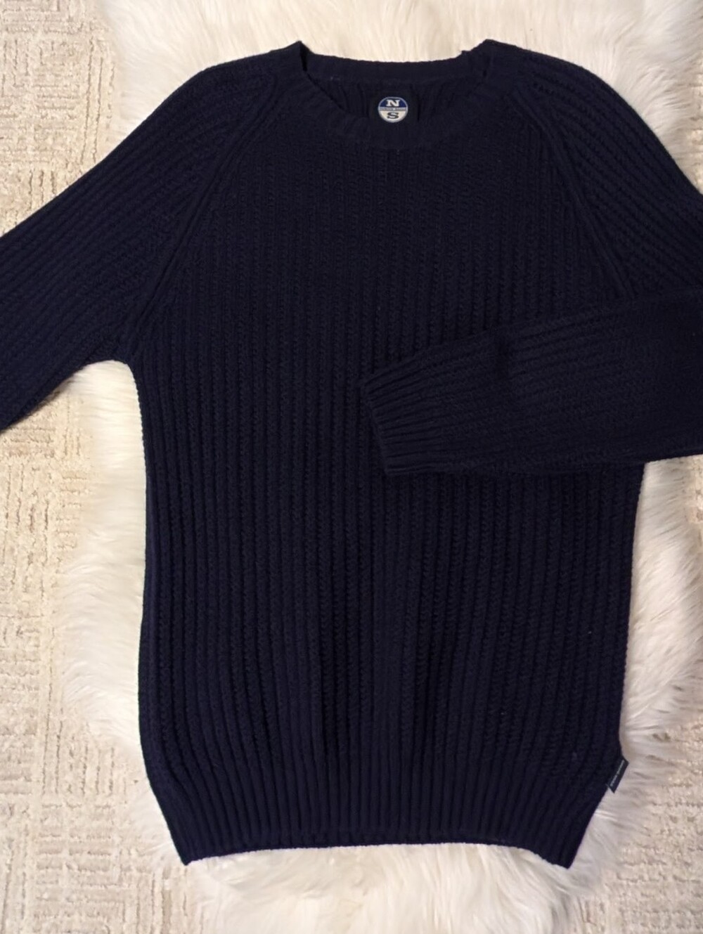 North Sails Crew Neck Sweater Fisherman Ribbed Navy Medium